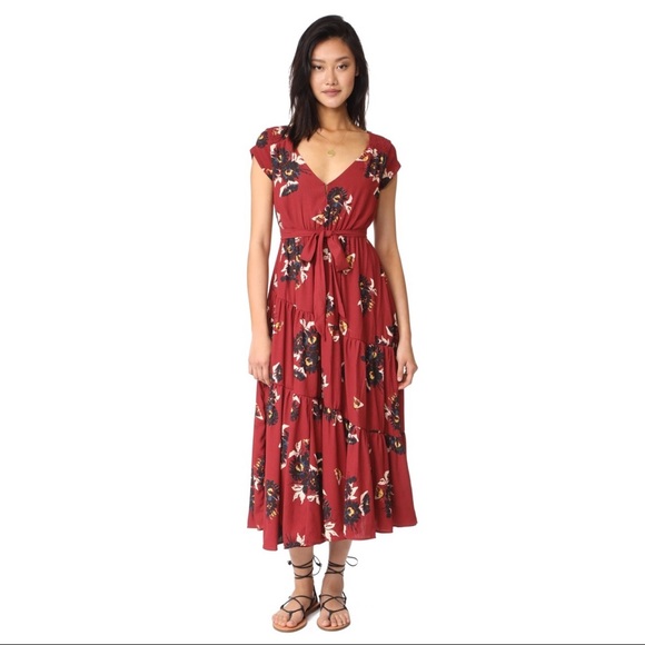FREE PEOPLE FLORAL PRINT MIDI DRESS - Picture 7 of 8